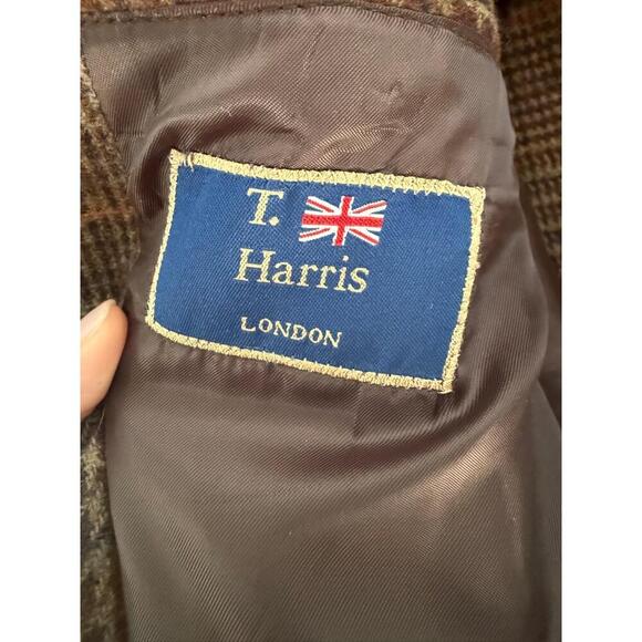 T Harris London Mens Tweed Blazer Brown Plaid Classic Heritage Academic Coat M - Picture 9 of 12